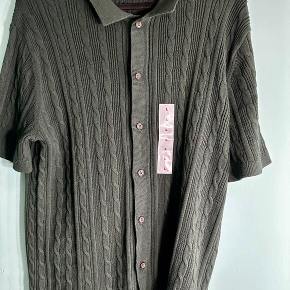 Old Navy Men's Button Down Cardigan-Forest Green Size Large 100% Cotton - Picture 3 of 6